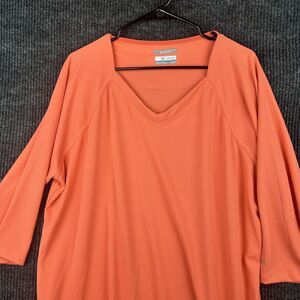 Columbia PFG Women's Omni-Shade Sun Protection 3/4 Sleeve Shirt Coral/Peach 3X